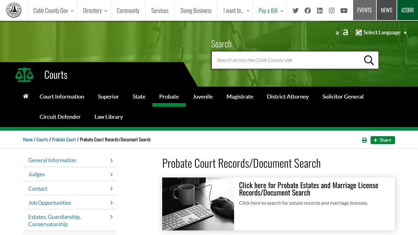Probate Court Records/Document Search | Cobb County Georgia